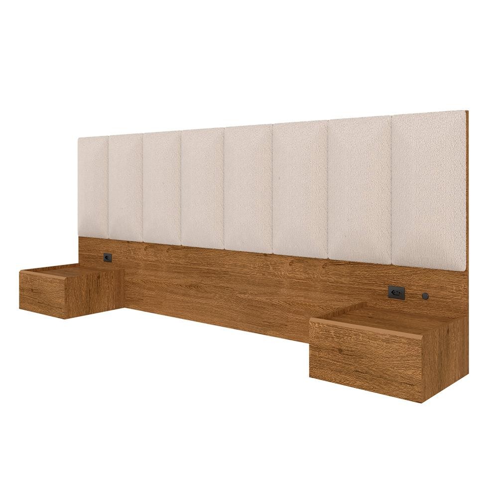 Cabeceira Suspensa de Cama Casal Bulgária C/led Fre/bouclé Off White - Ma - Home & Living