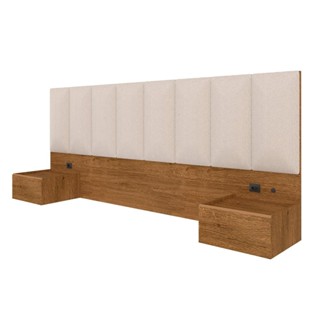 Cabeceira Suspensa de Cama Casal Bulgária C/led Fre/bouclé Off White - Ma em Oferta na Shopee