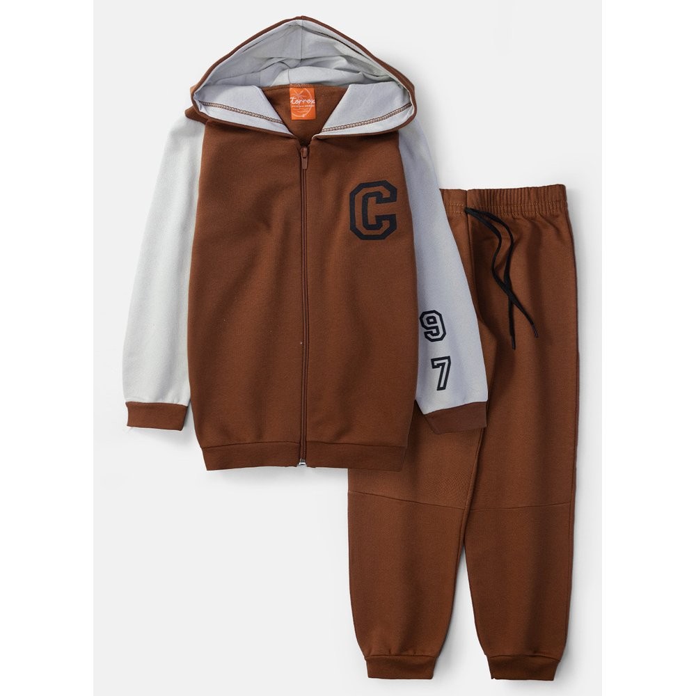 Conjunto Infantil Masculino Moletom College Castanho 0614 - Torrox