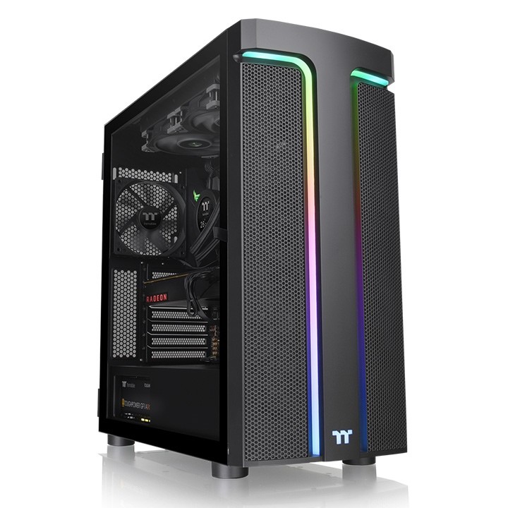 Gabinete Gamer Thermaltake H590 TG, ARGB, Laterais de Vidro, 120mm, mid-Tower,  2x Fans, Preto - CA-1X4-00M1WN-00