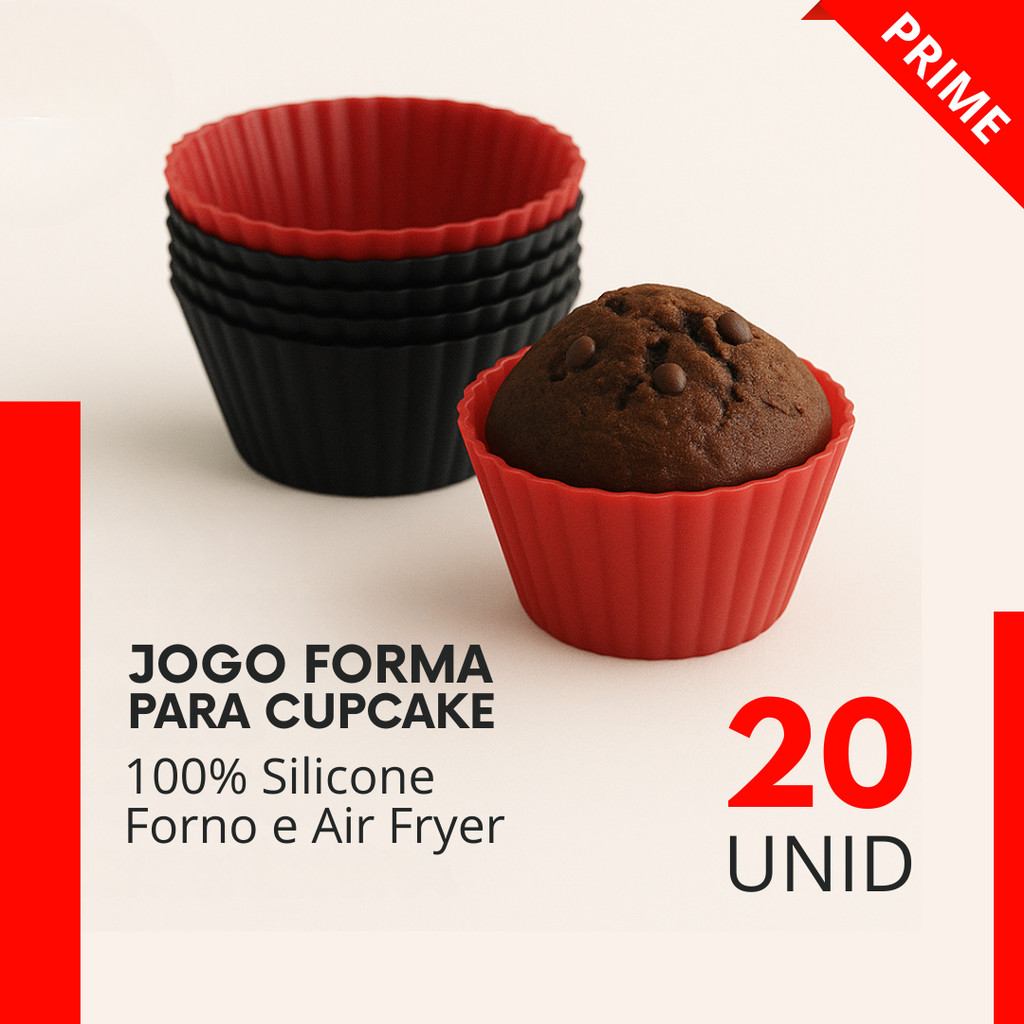 Jogo 20 - Forma de Cupcake Silicone Air Fryer Forminha Assadeira Muffin Mini Bolo Cozinha