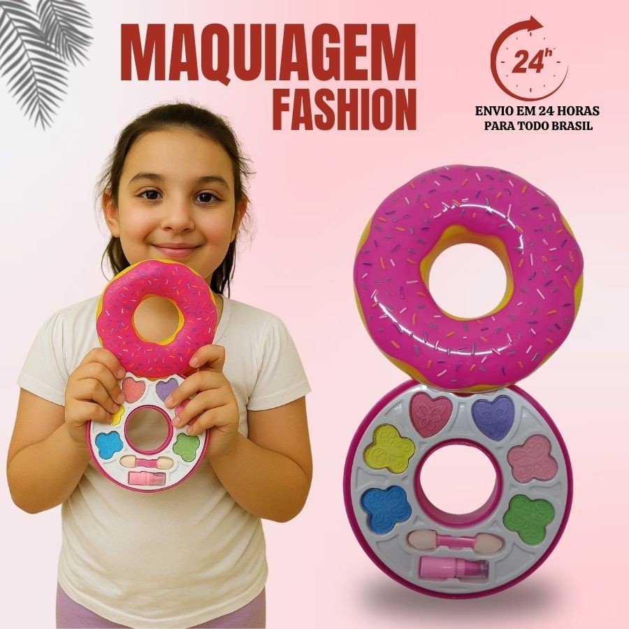 Kit Maquiagem Forma De Donuts Make Infantil Colorida Estojo Em Forma De Donut Brinquedo Infantil