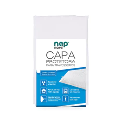 Capa Protetora Travesseiro 50x70cm 200 Fios Impermeável Algodão Branco Zíper Antialérgica Nap