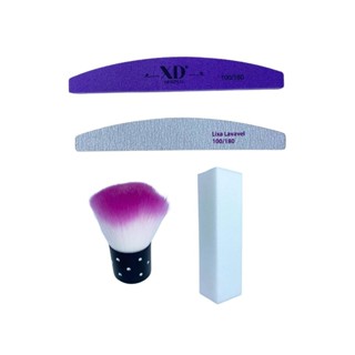 Kit Limpeza Básico Lixa Bloco+ Lixa Boomerang 100/180+ Lixa Buffer + Escova limpeza ou Kabuki -Unhas em Oferta na Shopee