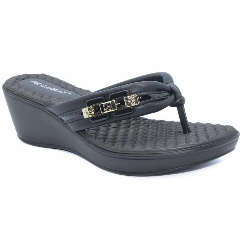 Chinelo Anabela Piccadilly Detalhe Conforto Napa Soft - Preto em Oferta na Shopee