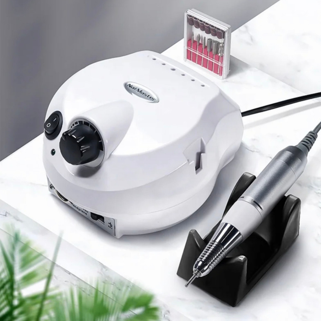 Lixadeira Motor 50.000RPM Nail Drill Professional para um Gel Bivolt 6 brocas Pedal Lixa Eletrica