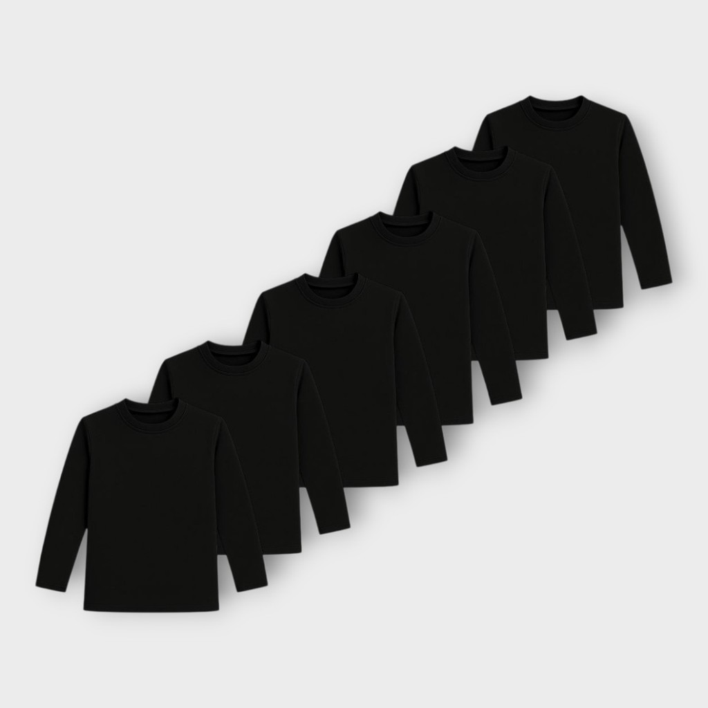 Combo Com 10 Camiseta Camisas Térmicas Juvenis Roupa Lisa Peluciada De Inverno Para Menino