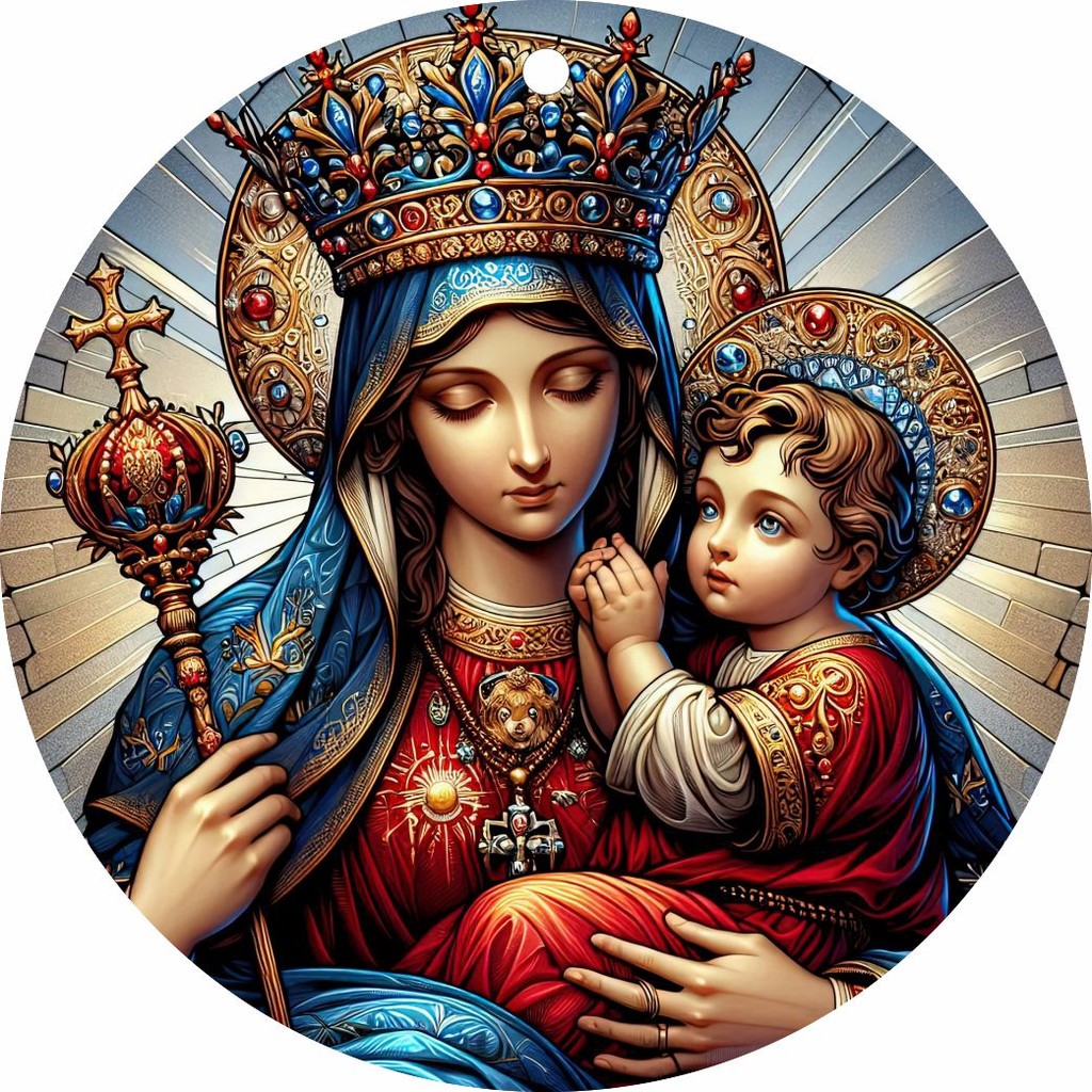 Pingente Nossa Senhora Auxiliadora - Arte Estilo Vitral