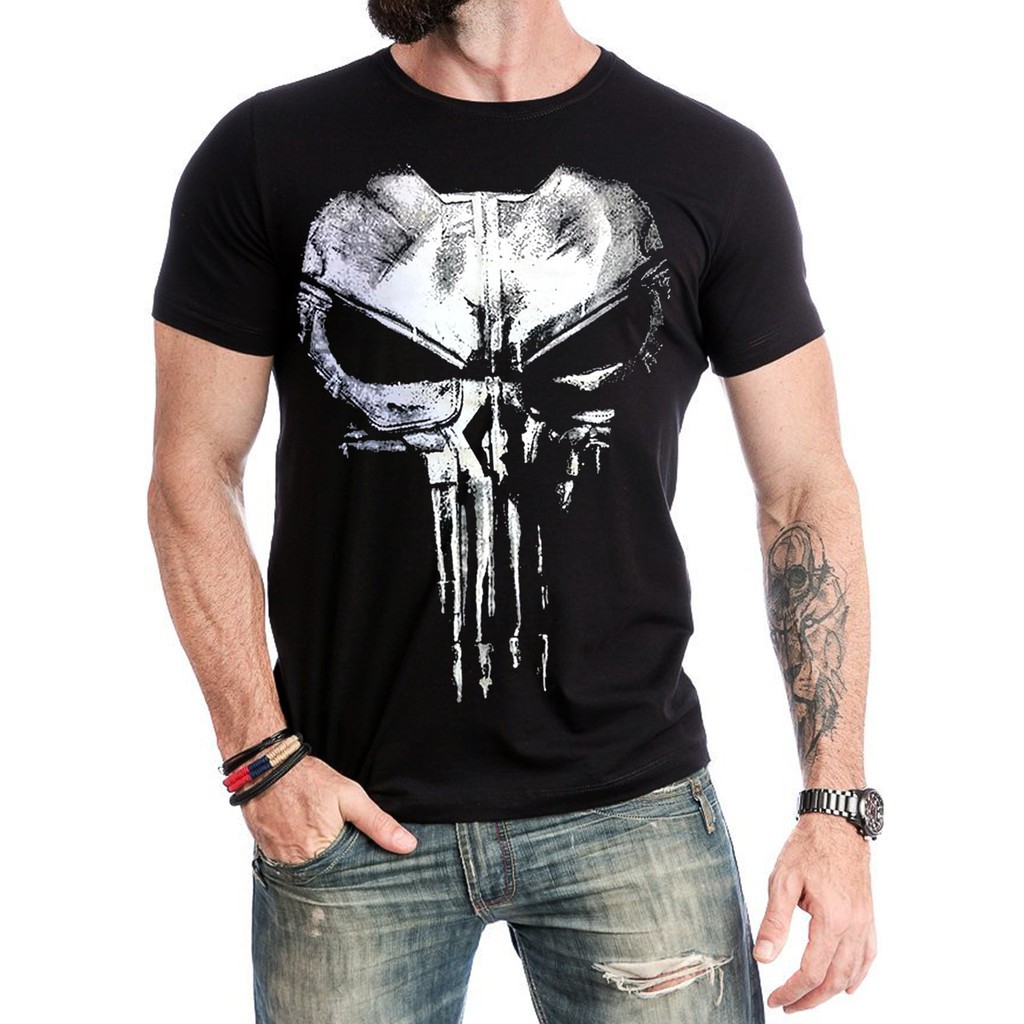Camiseta Punisher Justiceiro  Camisa   100% Algodão Envio Rapido em Oferta na Shopee
