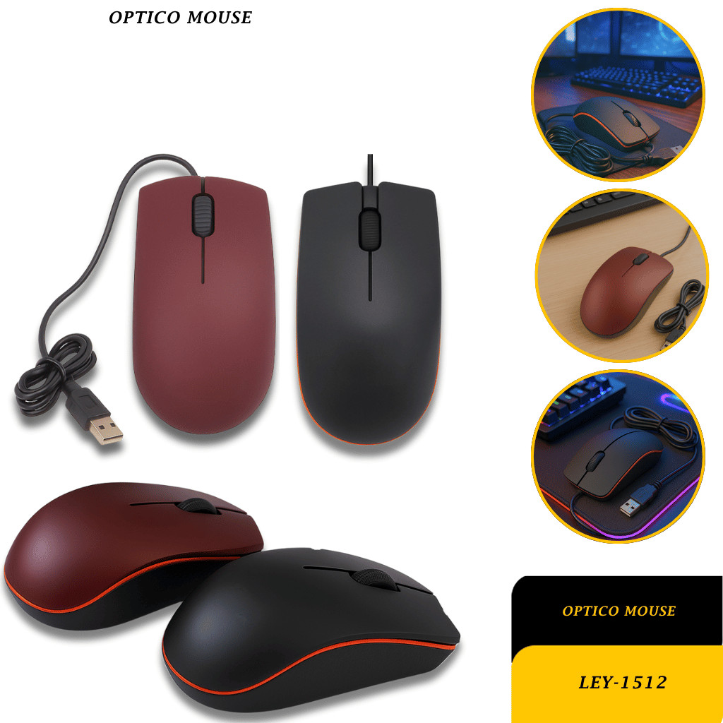 Mouse Óptico Básico Com Fio Usb Lehmox Premium
