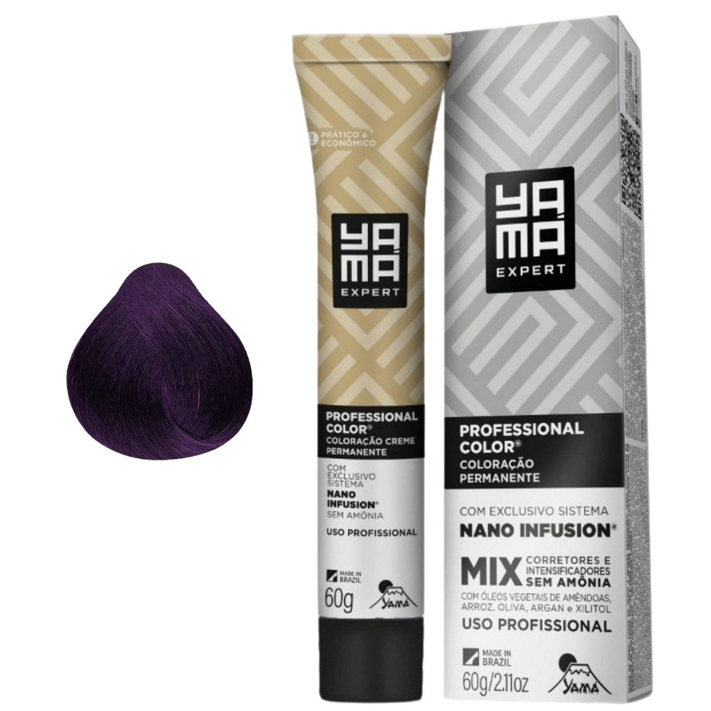 Coloração Yama Profissional Color Nano Infusion Creme Tintura Tinta Cabelo 022 Mix Violeta