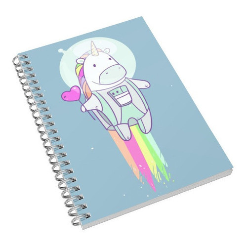 Caderno Universitário Unicornio Astronauta Kawaii 1, 10 e 15 Matérias Escolar Capa Dura Animes  Desenhos