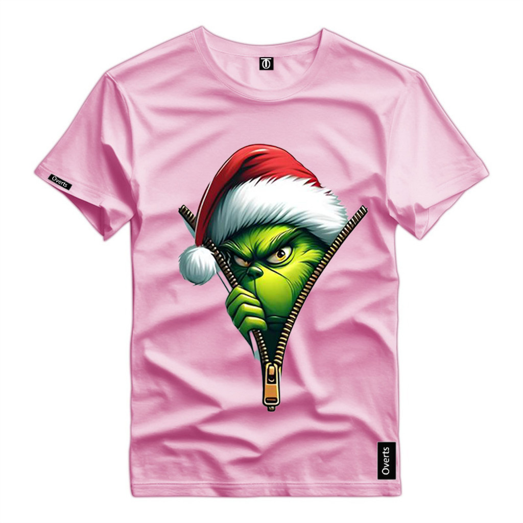Camiseta Basica Masculina Personagem Grinch Verde Doende Natal Manga Curta Algodão Premium Top