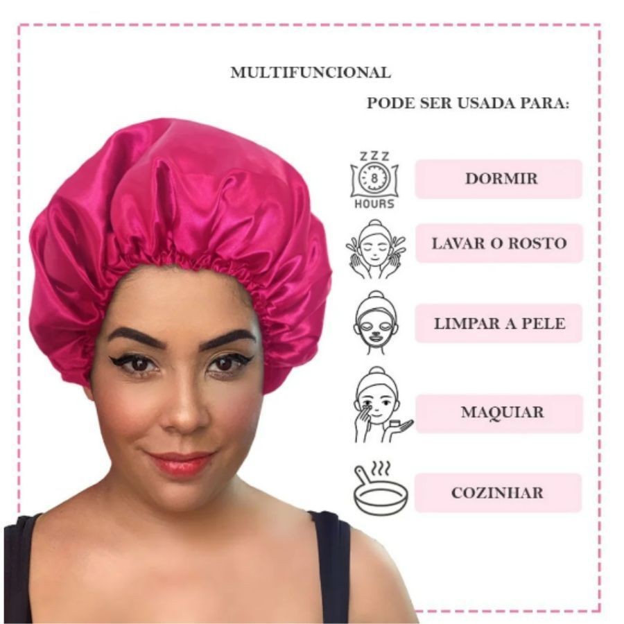 kit3 kit5 Touca de Cetim Para Dormir Cabelo Cacheado Alto Brilho Umectação