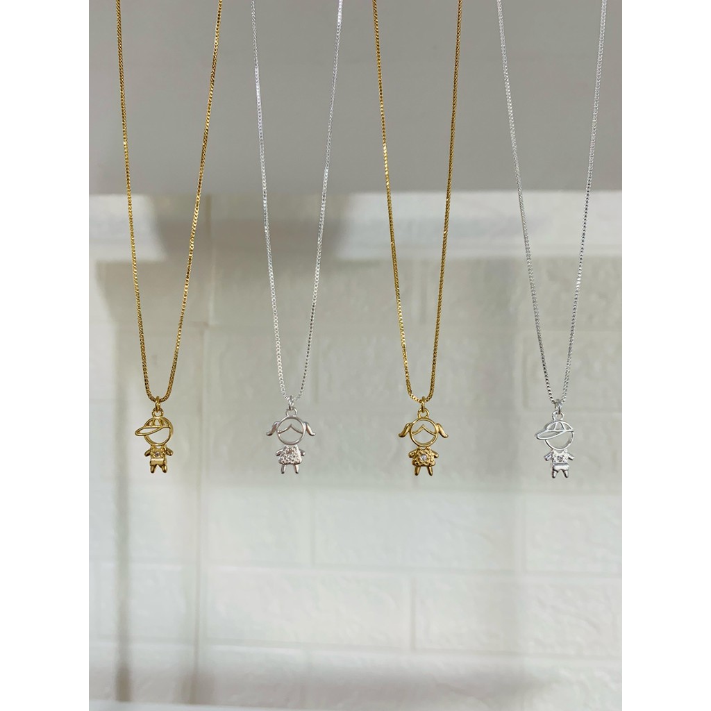 Colares filhos semi joia prata 925 e ouro 18k com zircônia