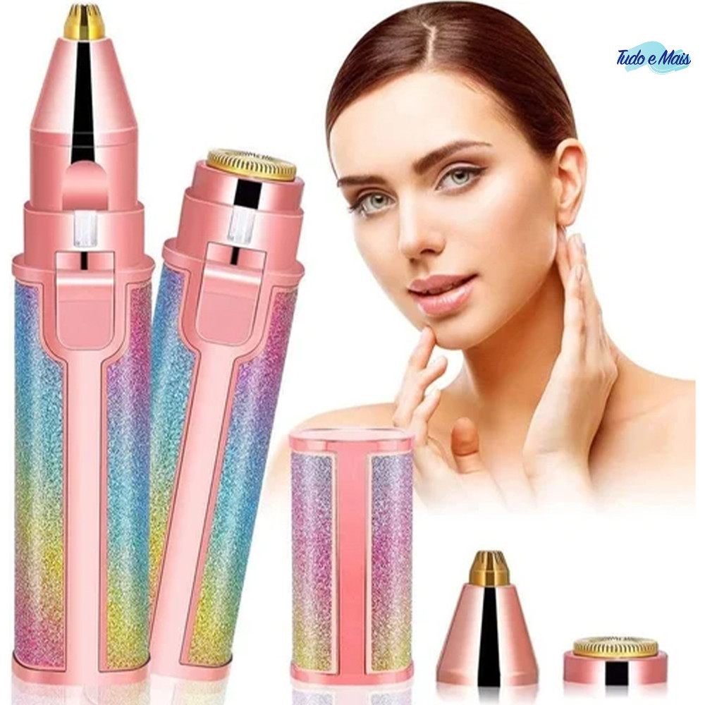 Kit Depilador 2 em 1 Recarregável USB Sobrancelha Buço Removedor de Pelos Facial Profissional