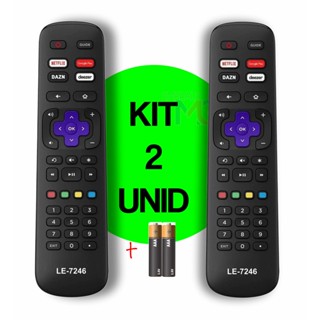 kit 2 Controles Remoto Compatível com Tv Smart Aoc Roku Philco Roku Botão Netflix Deezer Googleplay DAZN em Oferta na Shopee