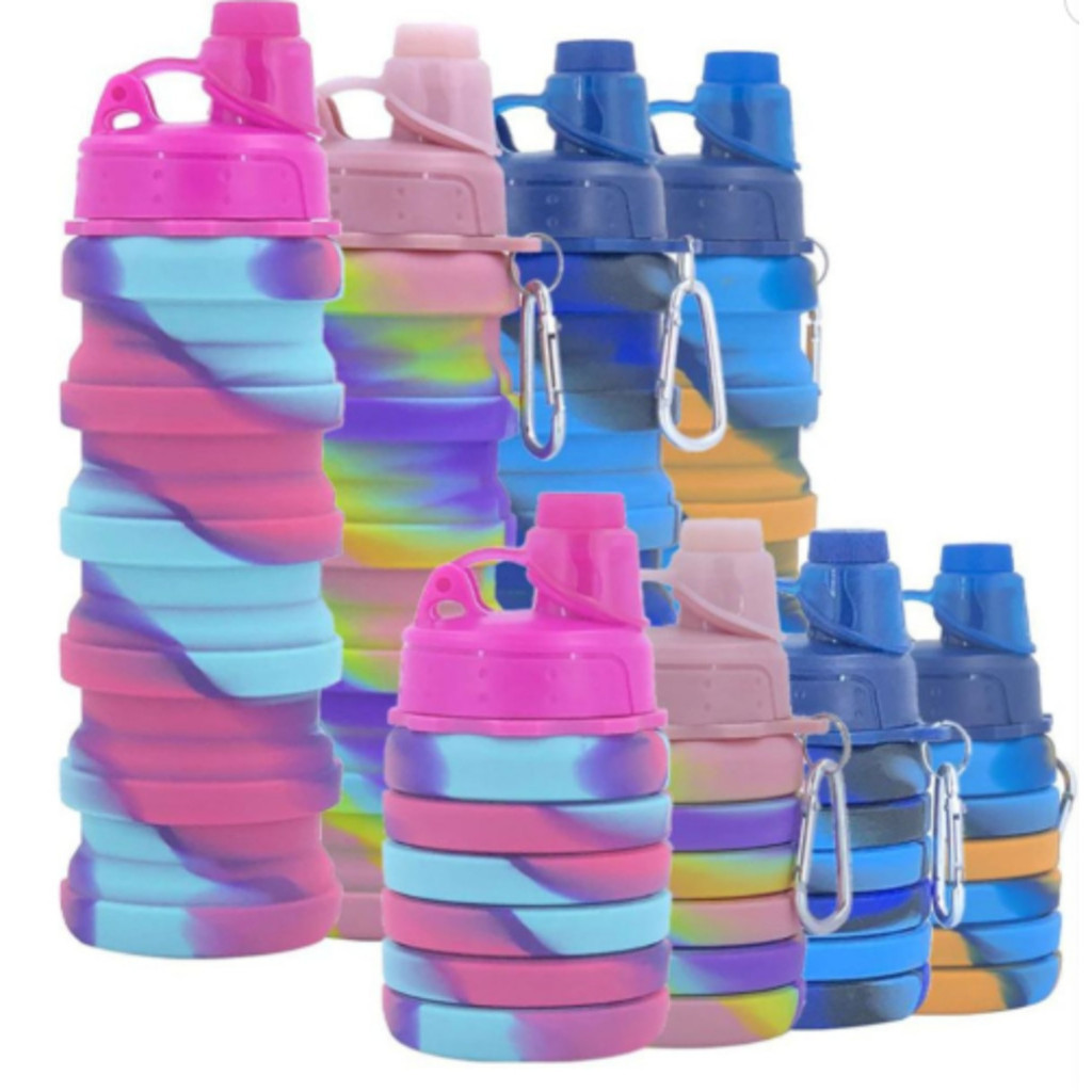 Garrafa Silicone Retrátil Dobrável Portátil 500ml Colorido em Oferta na Shopee