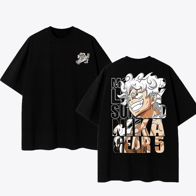 BR.halo camiseta unissex oversized streetwear anime one piece luffy gear 5 manga curta novo