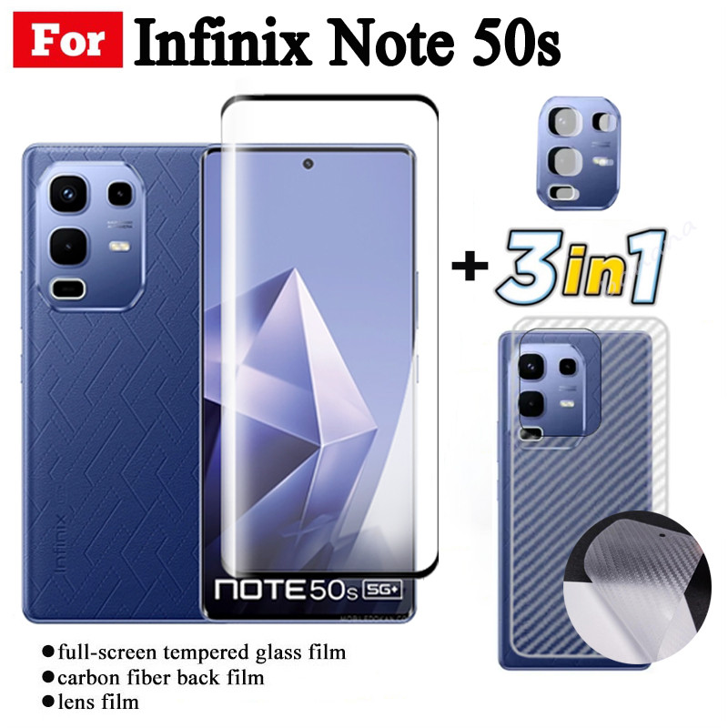 3 Em 1 Infinix Note 50s Cobertura Completa Vidro Temperado Curvo Para 50 Pro + 50X Protetor De Tela Lente De Câmera Film