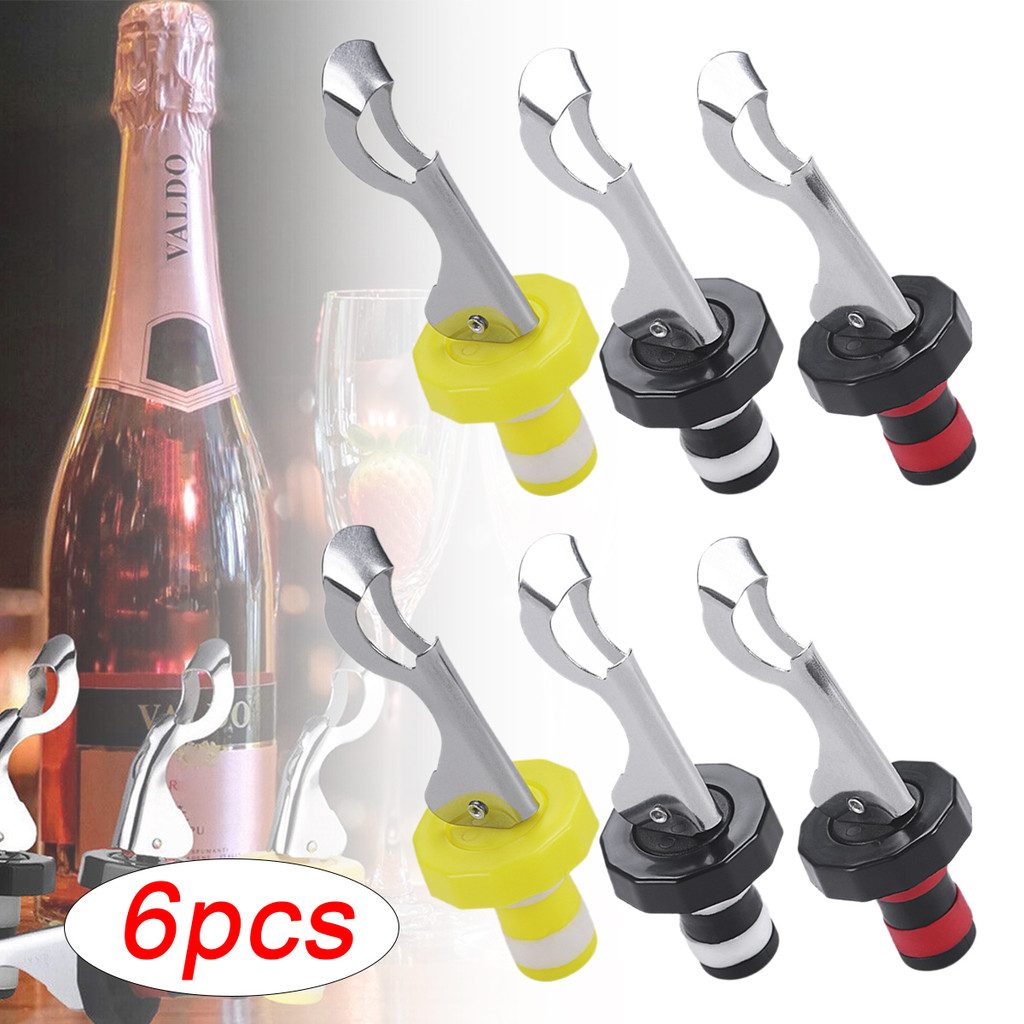 6 Peças 430 Prensa De Aço Inoxidável Rolha De Vinho Plugue Selado A Vácuo , Tampas De Champanhe Para Garrafa De 2 Em 1 , em Oferta na Shopee