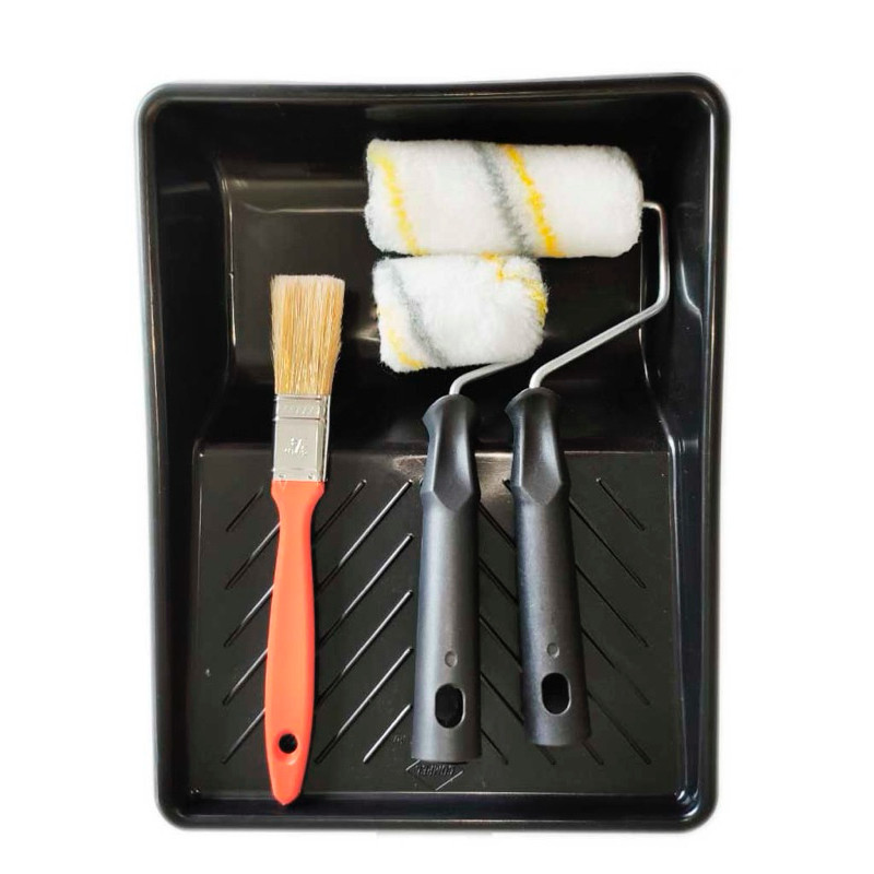 Kit Pintura Pequeno Rolos Microfibra 9cm/5cm + Trincha 3/4 + Bandeja em Oferta na Shopee