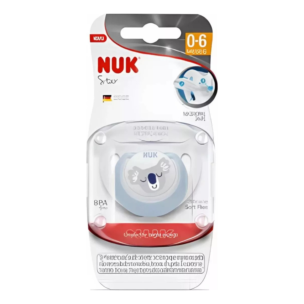 Chupeta Star Bico Silicone Recém Nascido 0-6 Meses Azul Nuk em Oferta na Shopee