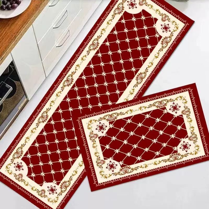 Kit-2Tapete Jogo Passadeira Cozinha Pia Churrasicaria Antiderrapante Emborrachada atras 2 Peças