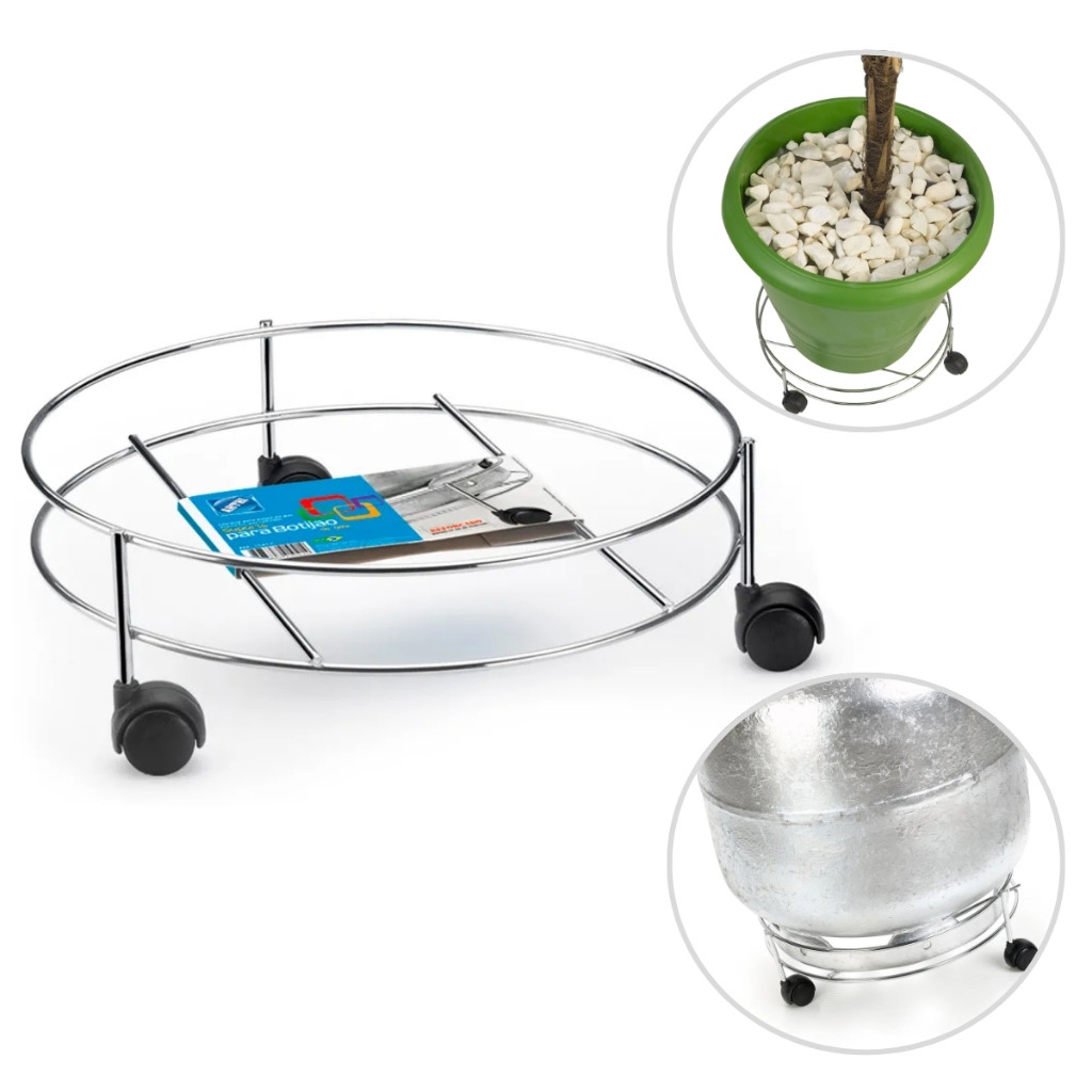 Suporte Para Gás Botijão Com Rodinha Cromado Aço em Oferta na Shopee