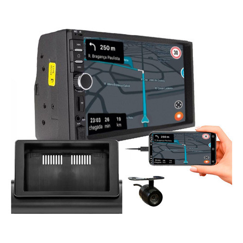 KIT CENTRAL MULTIMIDIA MP5 7 POL CÂMERA DE RÉ FIAT UNO MILLE 1994 A 2013 - Spare Parts and Accessories for Vehicles