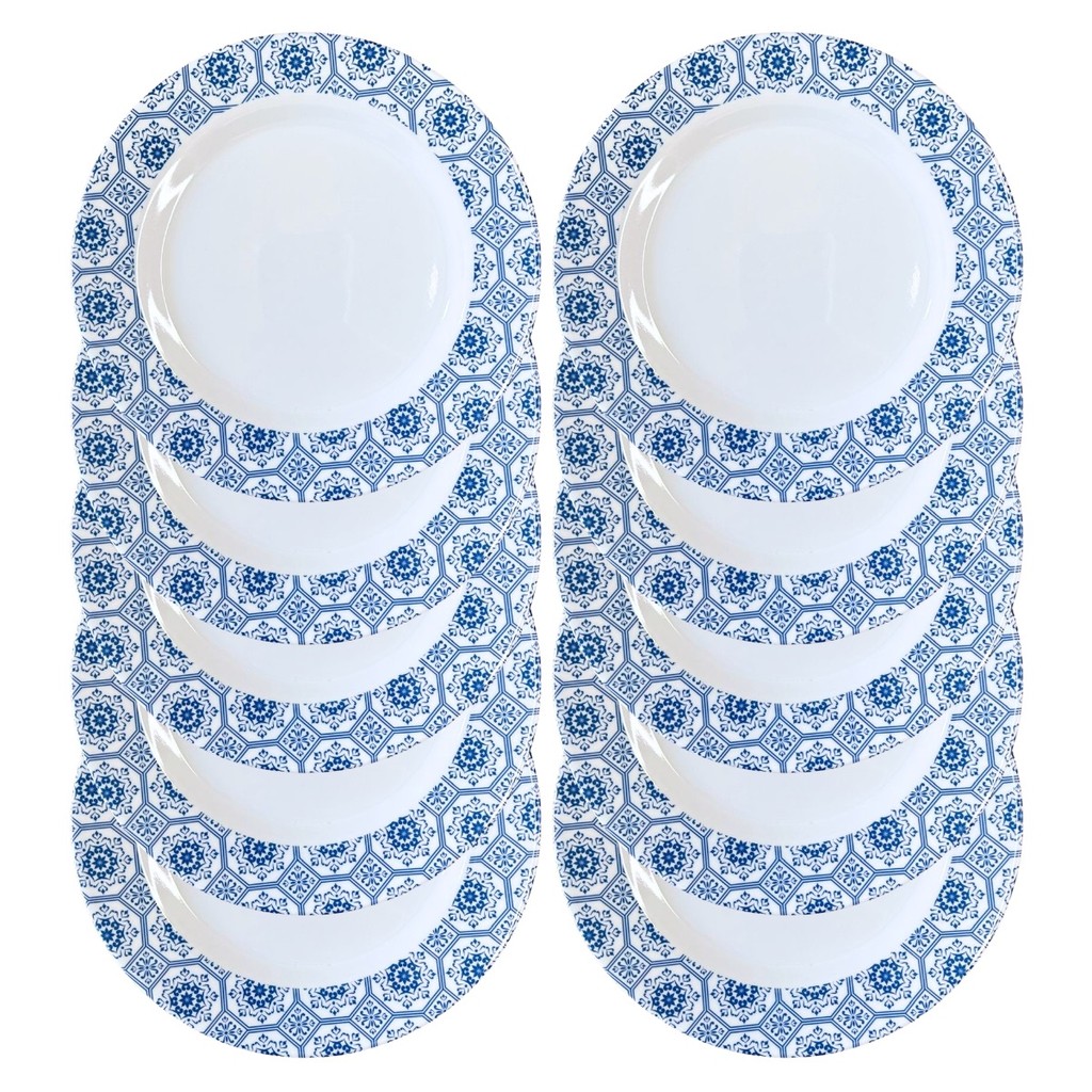 Kit 10 Pratos Decorados de Melamina 20cm Estampa Portuguesa