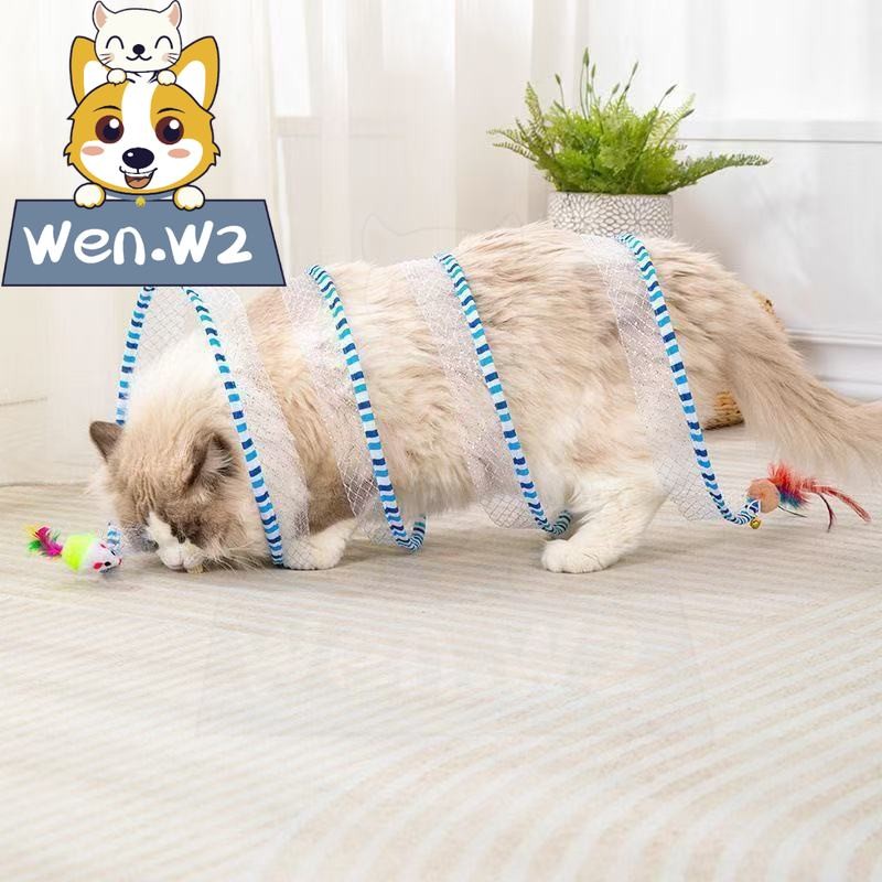 wen.W2 อุโมงค์แมวพับได้, ของเล่นกระดิ่งให้แมวเล่นเอง, ของเล่นทนกัด, ไม้หมุนล่อแมวแบบโต้ตอบได้ - ภาพที่ 3