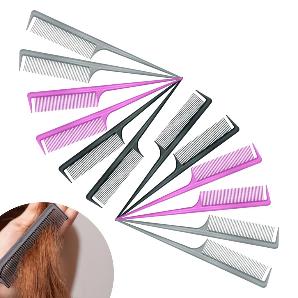 Kit 12 Pente Profissional com Dente Separador de Mechas Luzes e Reflexos em Oferta na Shopee