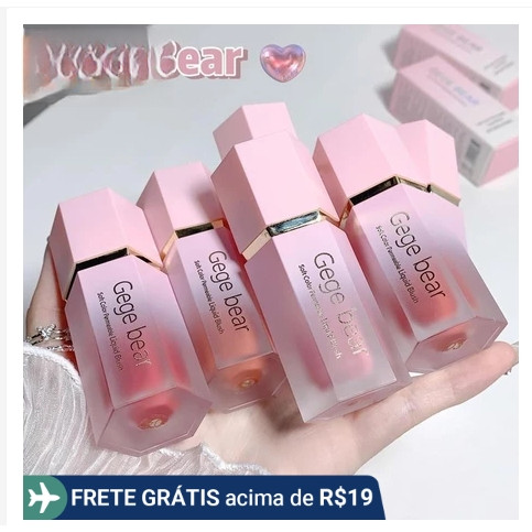 Gecomomo Cremoso Blush Líquido 6 Núcleos Suave Veludo Rosa Mate em Oferta na Shopee