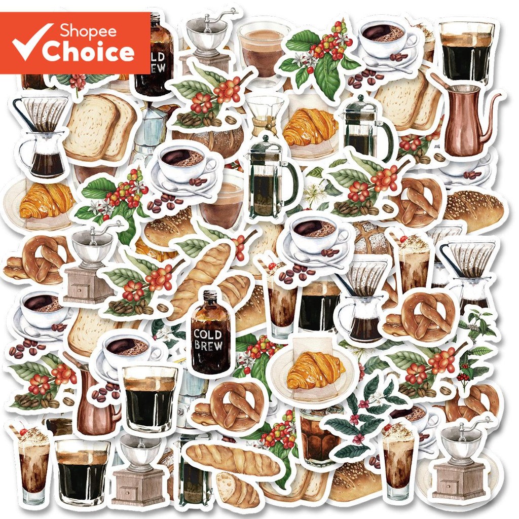 Café Criativo E Comida Deliciosa PVC Estudante DIY Papelaria Decoração Adesivos 46 Peças Adequadas Para Álbuns De Fotos