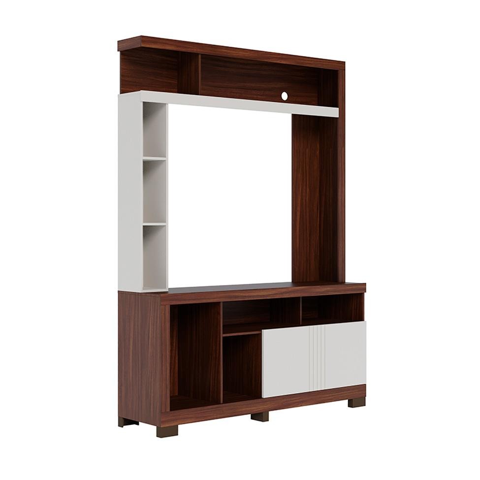 Estante para Home Theater e TV até 50 Polegadas Elba 2 Portas Nogueira e Off White em Oferta na Shopee