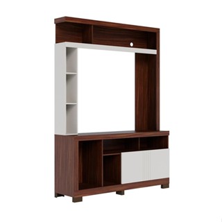 Estante para Home Theater e TV até 50 Polegadas Elba 2 Portas Nogueira e Off White em Oferta na Shopee