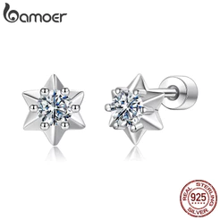 Brincos De Prata Esterlina 925 Bamoer Hexagrama Moissanite Design Joias Presentes Para Mulheres