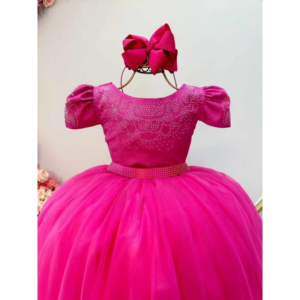 Vestido Infantil Pink C/ Strass Casamentos Luxo Sku: 2223PK Categoria: ENJOY LONGOS 4 ao 16VESTIDOS LONGOS Marca: Enjoy