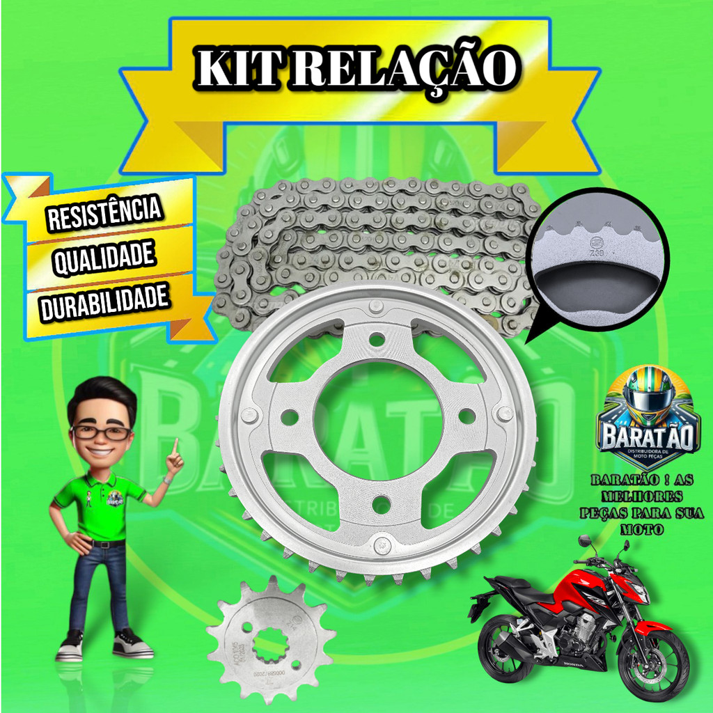 Kit Relação Honda Cb 300f Twister 2023 Á 2024 Mod Original