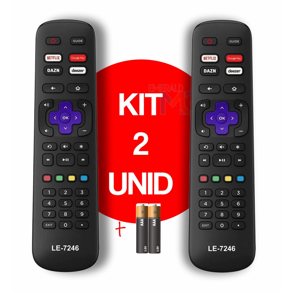 kit 2 Controles Remoto Tv Smart Aoc Roku Botões Netflix Deezer Googleplay DAZN em Oferta na Shopee