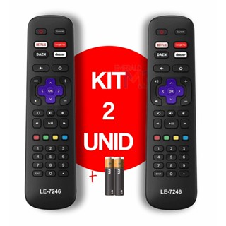 kit 2 Controles Remoto Tv Smart Aoc Roku Botões Netflix Deezer Googleplay DAZN em Oferta na Shopee
