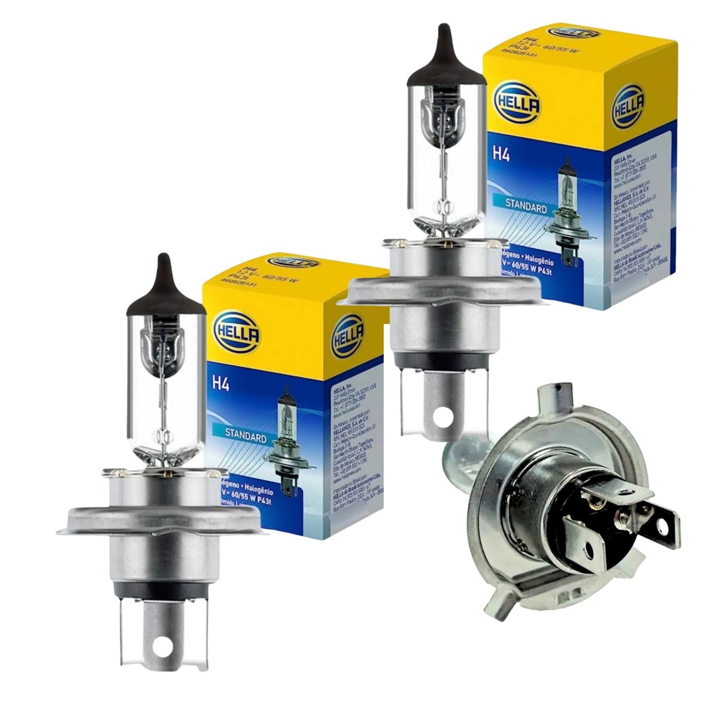 Par 2 Lâmpada Farol Principal H4 12V Carro Moto Ônibus VAN 60W / 55W