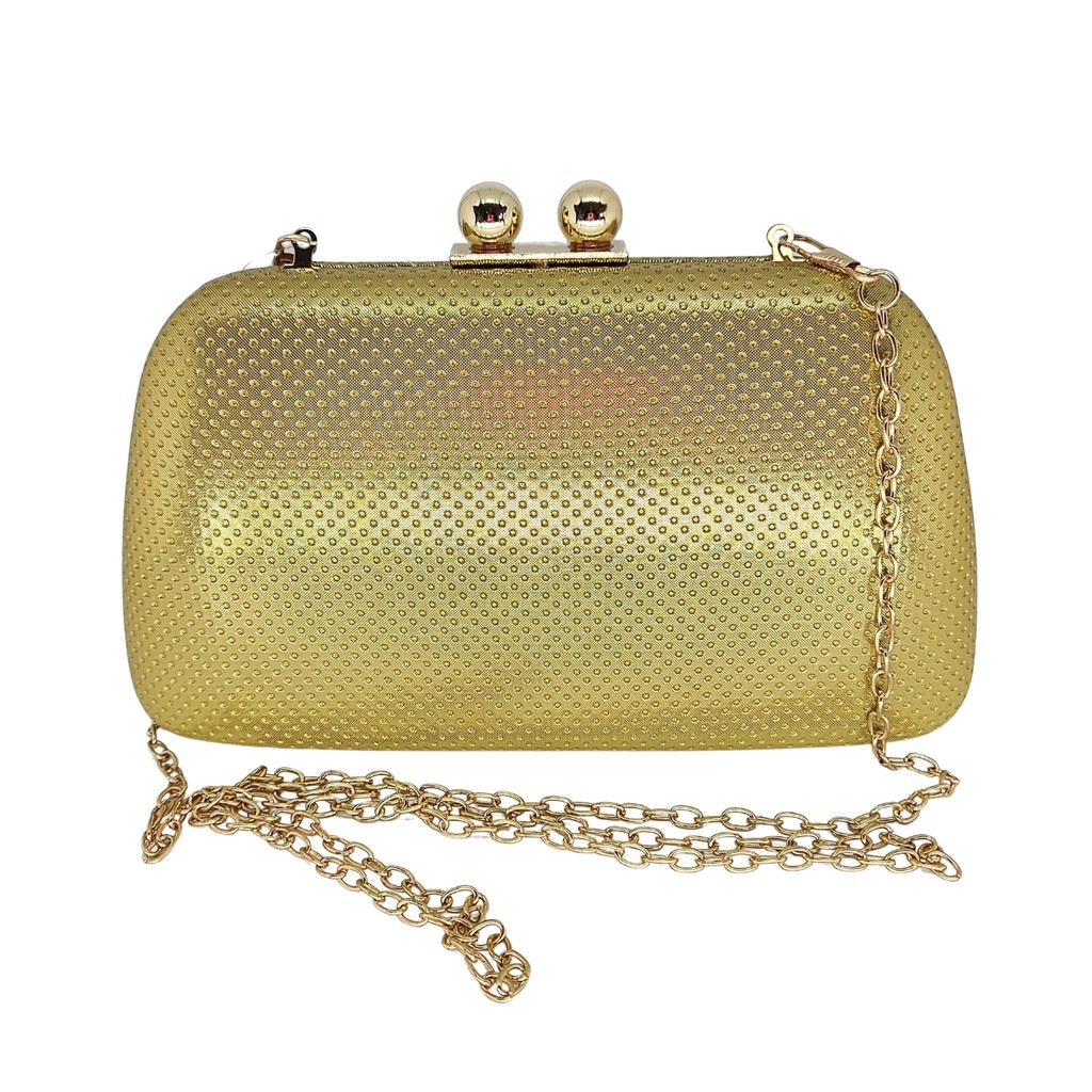 Bolsa de festa clutch dourada e champanhe brilhosa luxo