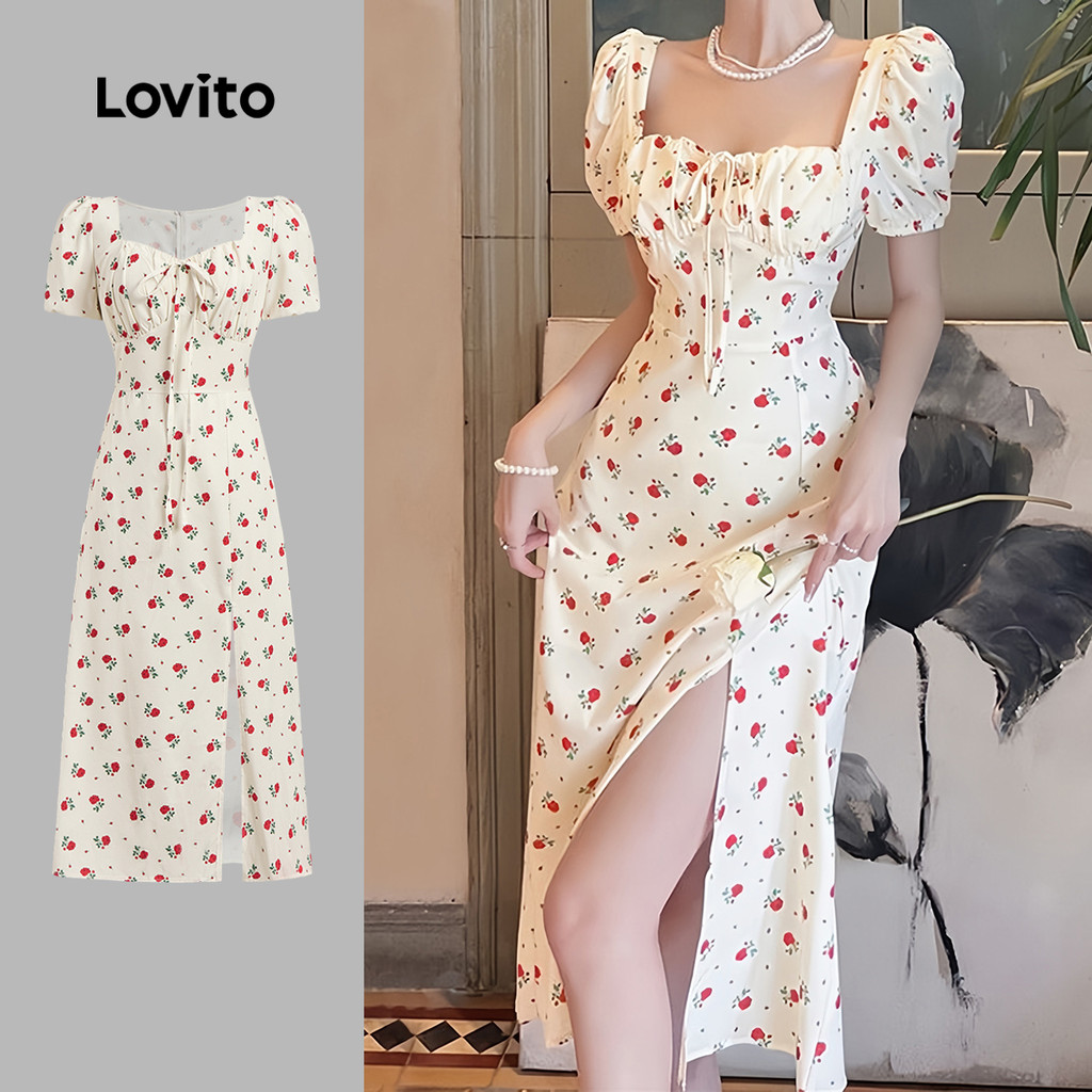 Lovito Vestido Feminino Elegante Com Estampa Floral Primavera/Verão L134LD252 - Women Clothes