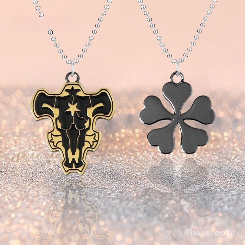 Colar Anime Preto Clover Pingente Cinco Folhas Asta Black Bull Signal Charmoso Jóias De Clavícula em Oferta na Shopee
