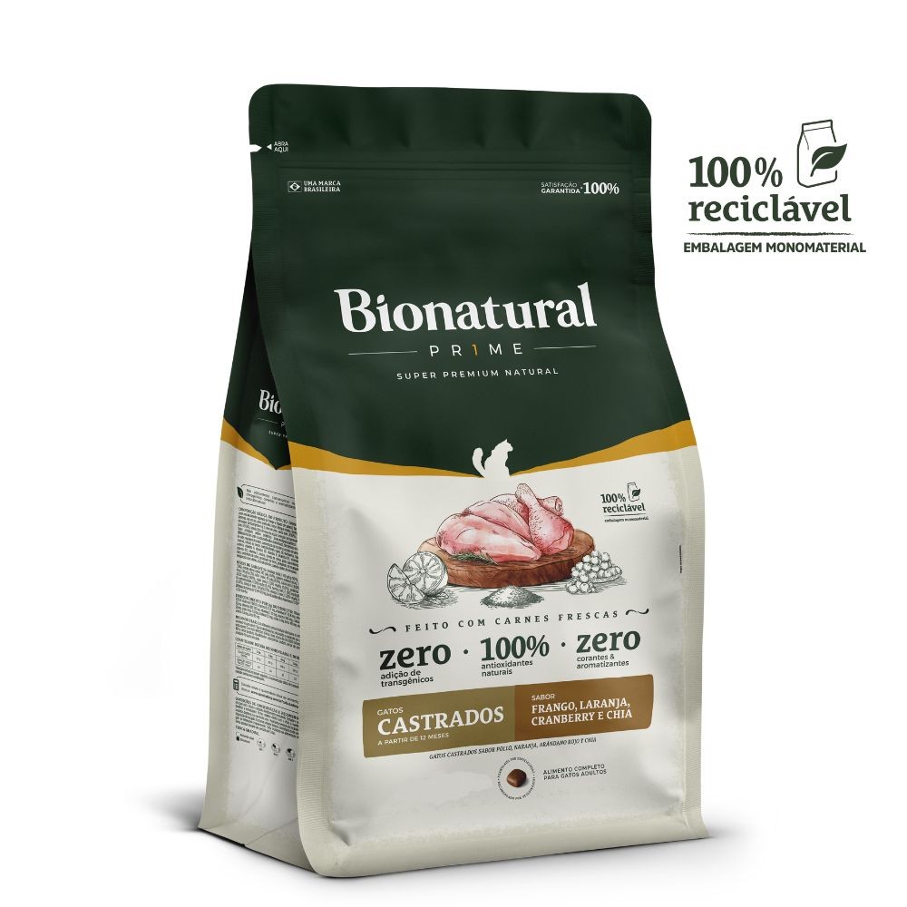 Ração Bionatural Prime Gatos Castrados Frango - 7,5kg