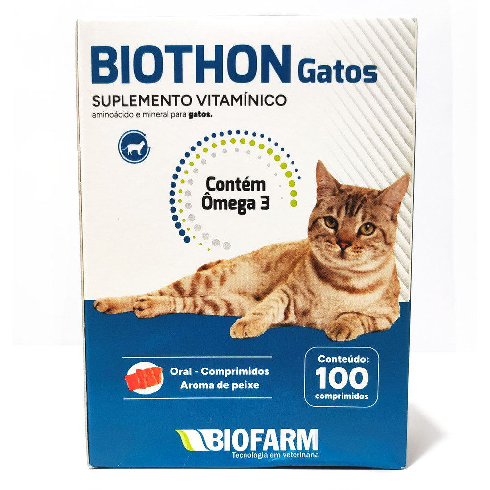 Biothon Gatos Suplemento Vitamínico Ômega 3 Caixa 100 Compr