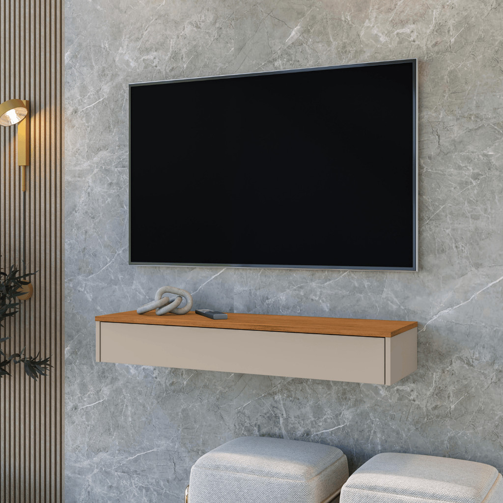 Rack Suspenso 100CM Para Sala Quarto Tv com Gaveta Multifuncional Home Decoração Aparador