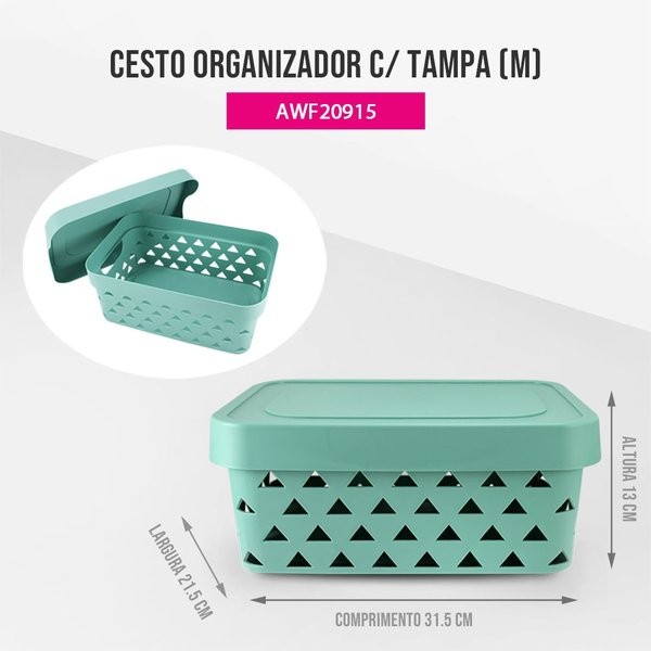 Detalhes do Kit C/ 2 Cestos Organizadores P E M - Jacki Design